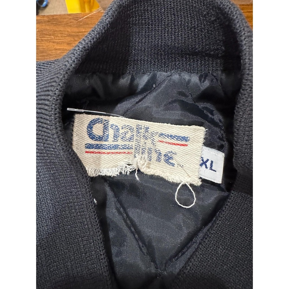 Vintage New Orleans Saints Jacket Mens XL Black NFL Football Satin Chalk Line - Picture 3 of 6